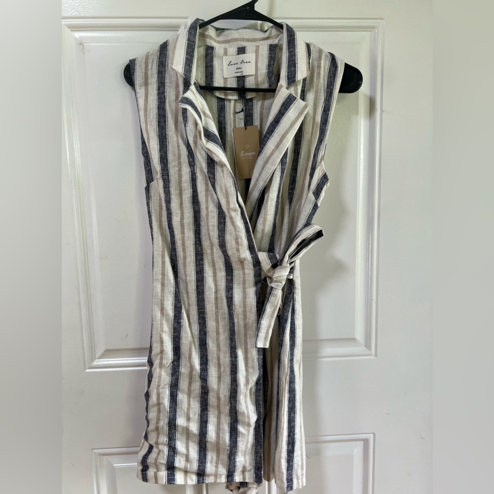 Love Tree Boho Linen Blend Jumpsuit Size Small